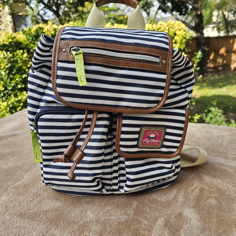Lily Bloom Navy Striped Backpack